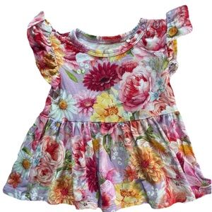 Posh Peanut 3-6 Months Floral Bamboo Peplum Babydoll Blouse
